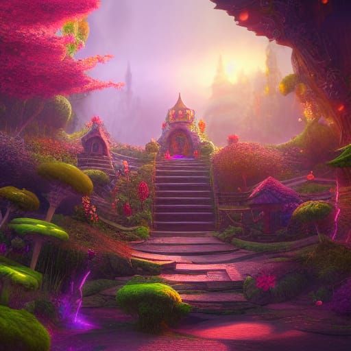 Gnome House Stairway in Magic Lotus Forest