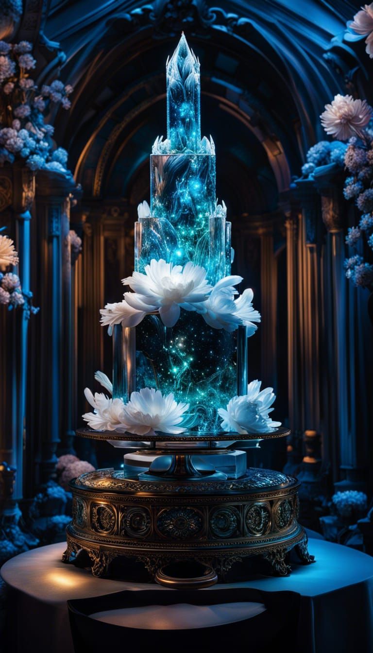 Breathtaking Nebulae Cake with Bioluminescent Peonies