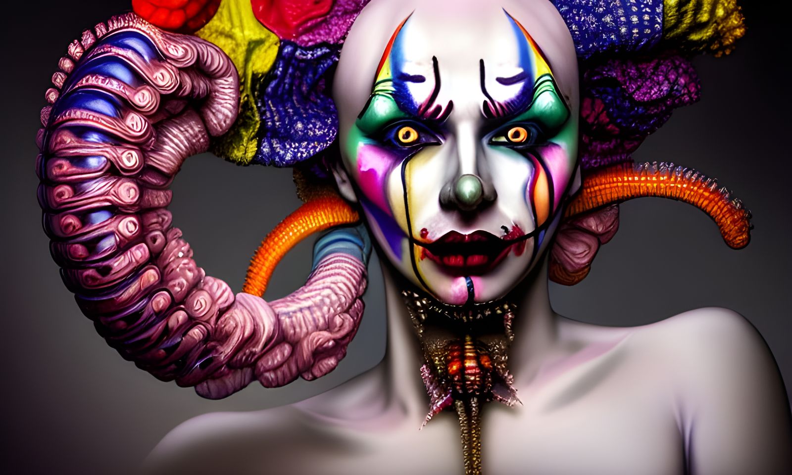 Detailed Clown Woman Portrait in Photorealistic Style