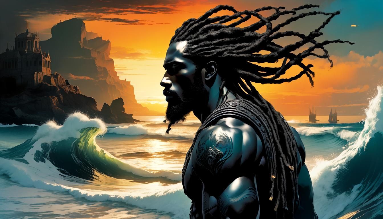 Neptune with Dreadlocks on Sunset Beach