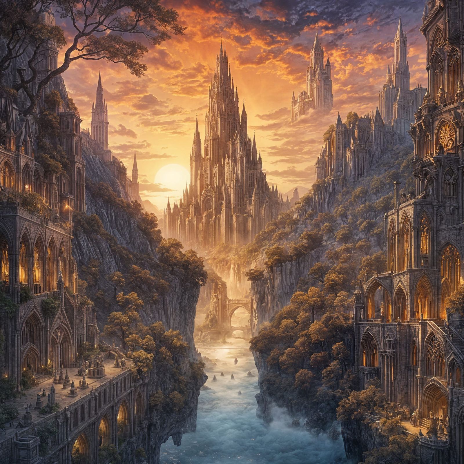 Ethereal Minas Tirith Radiates Glory in a Breathtaking Gothi...
