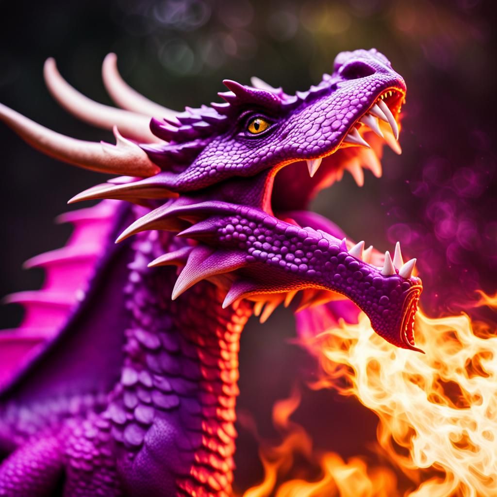 Purple Fire Dragon with Magenta Flames