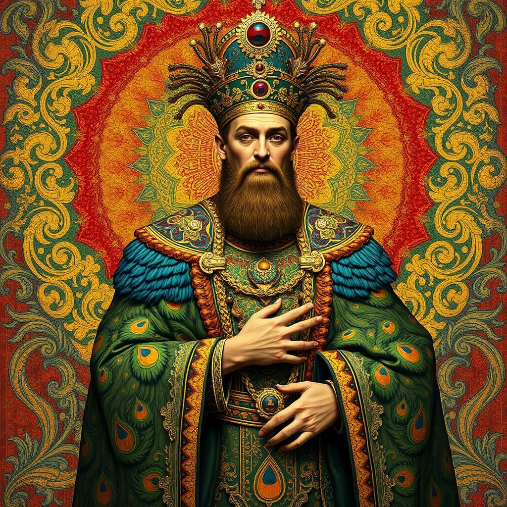 Peacock Costume: Regal Charisma in Klimt Style