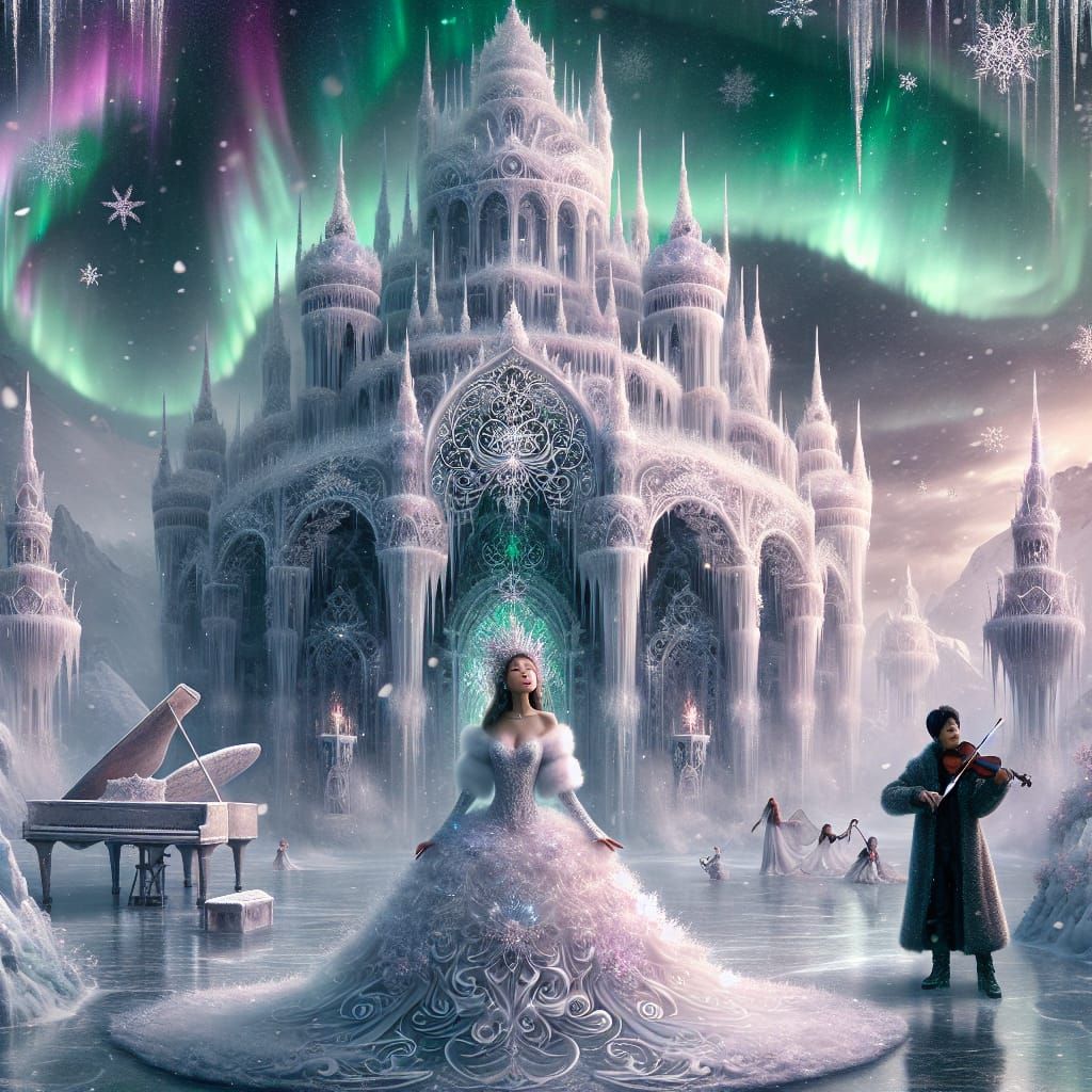Ethereal Ice Palace in Vibrant Colors