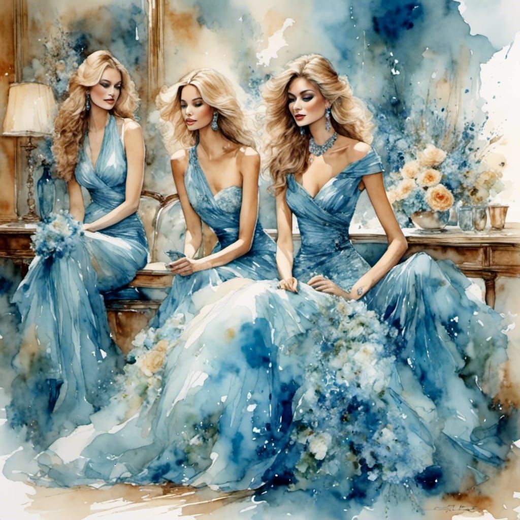 Azure Floral Beauty in Watercolor Style