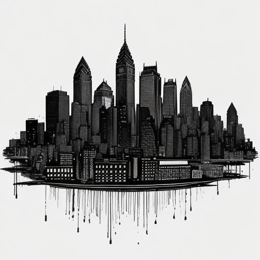 Philadelphia Skyline in Wesley Willis Style