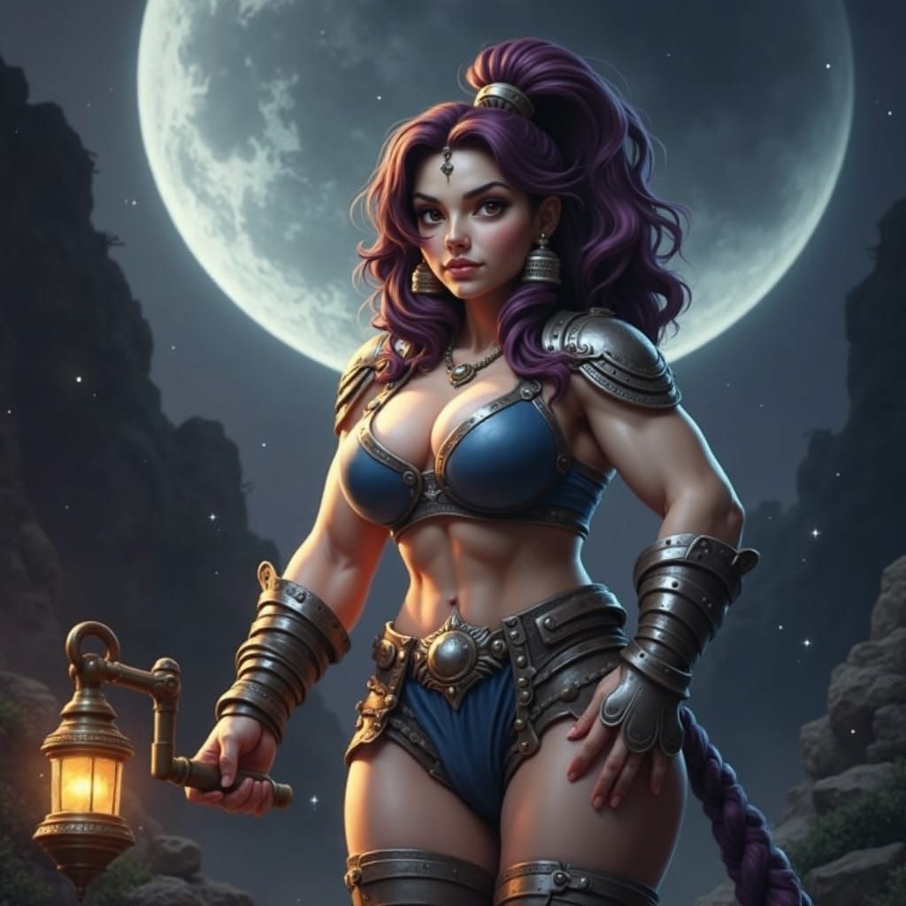 Steampunk Dwarf in Moonlight