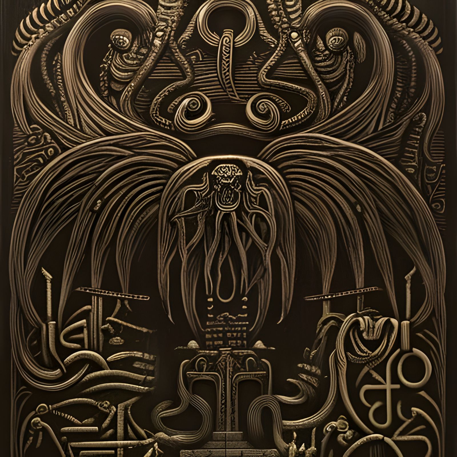 Cthulhu Hieroglyph in Etching Style