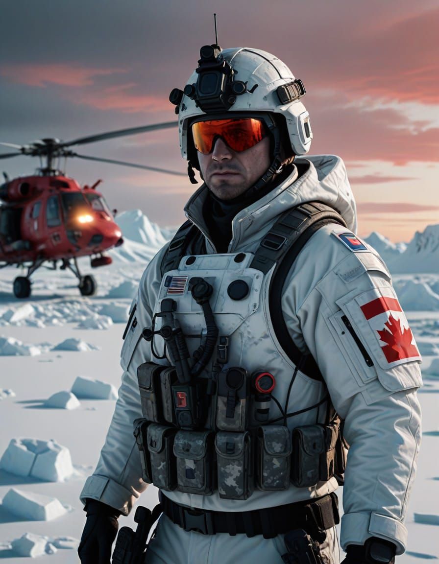 Hyper-Realistic Cinematic Film Still of Arctic Military Oper...