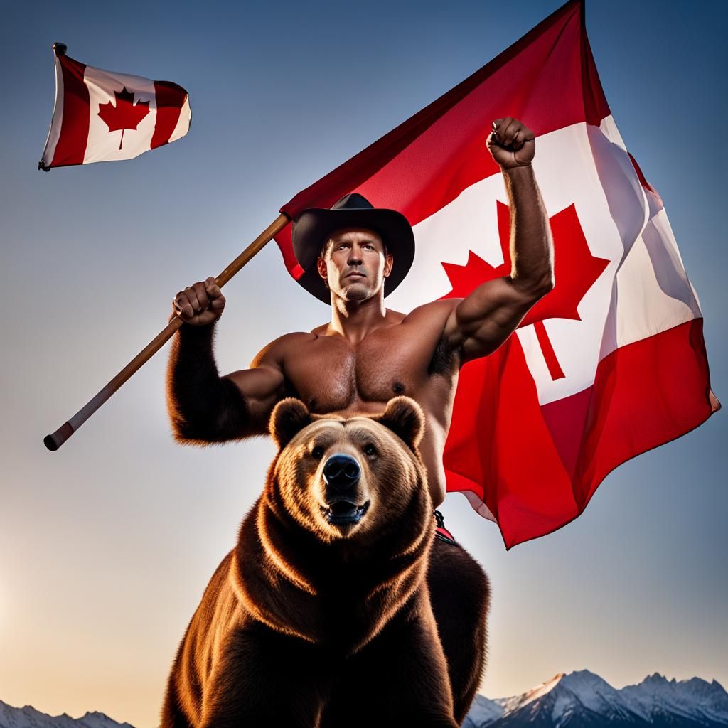 Canadian Man Rides Bear: Professional Color Portrait
