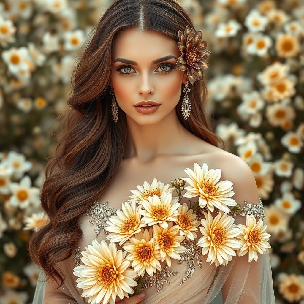 Elegant Woman in Floral Garden Portrait