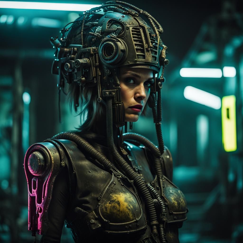 Cyberpunk Dystopian Metropolis in Post-Apocalyptic Setting