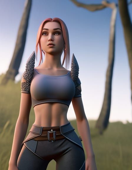 Arrogant Teenager in Provocative Top, 3D Game Cinematic