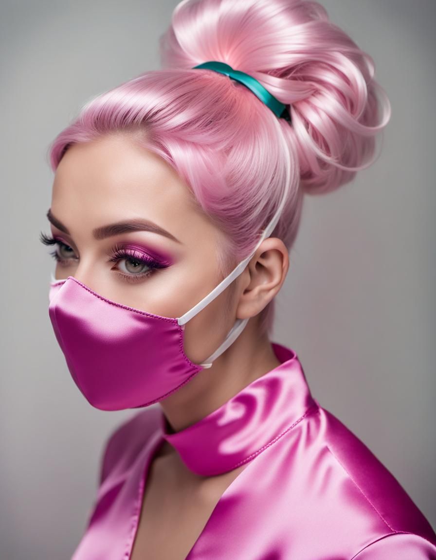 Woman in Pink Satin Mask, Professional Photography