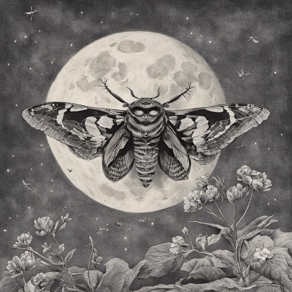 Death's Head Moth Soaring to the Moon