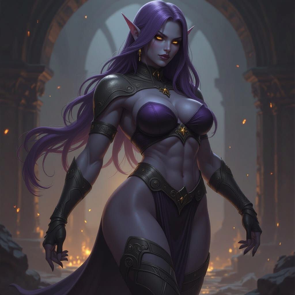 Dark Fantasy Drow Warrior Art