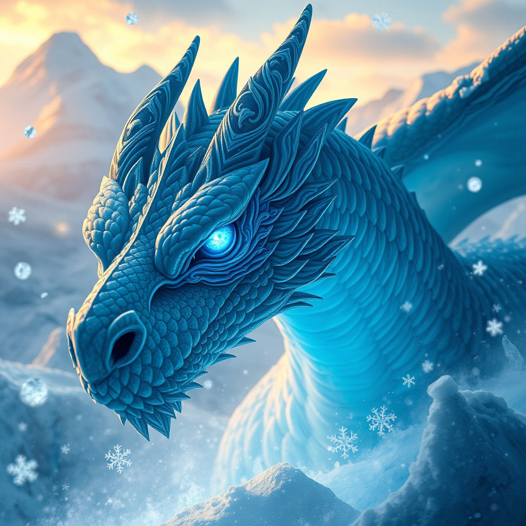 Icy Dragon in Frozen Landscape: Matte Painting