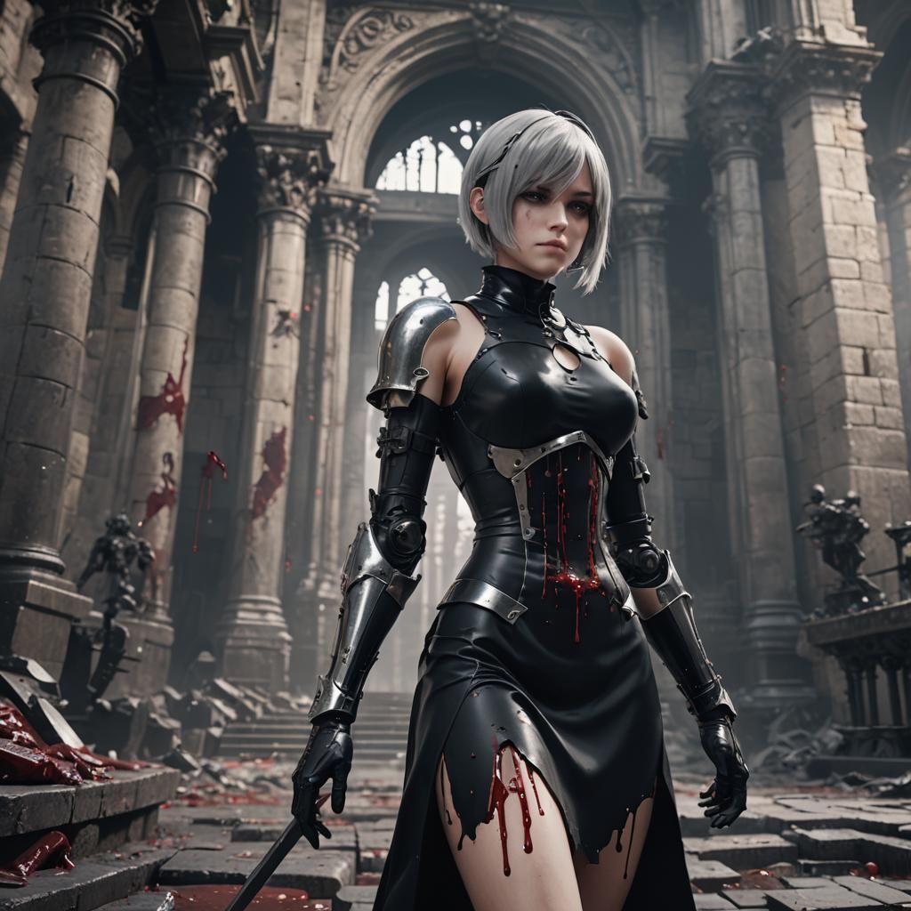 Android Assassin in Castle, Sci-Fi Digital Art