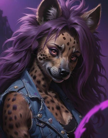 Ethereal She-Hyena in a Neon Dreamscape