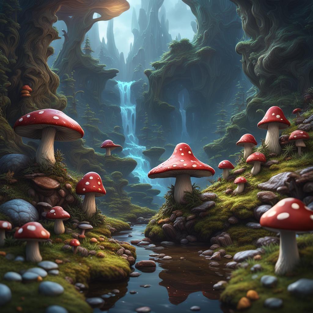 Detailed Mushroom Gnome Fantasy Concept Art