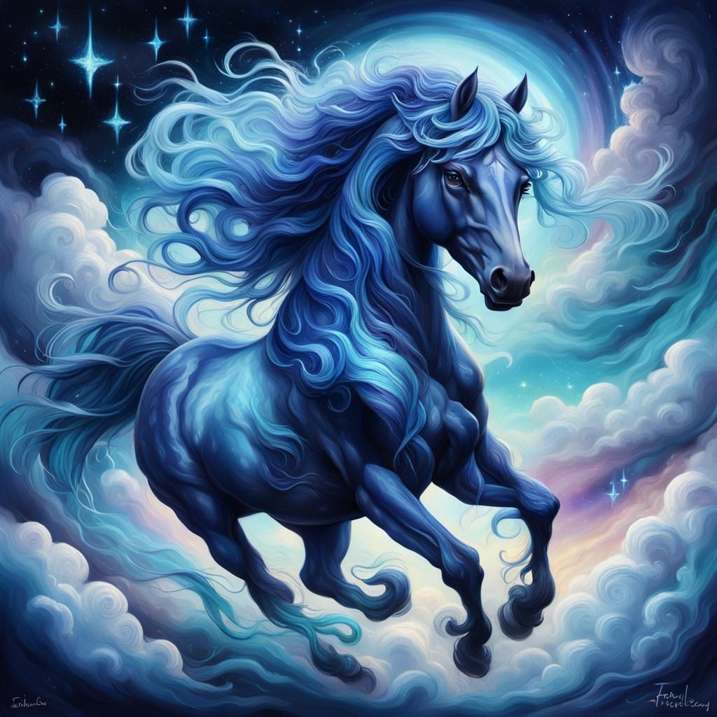 Cloud Horse Fantasy Art in Dreamlike Style