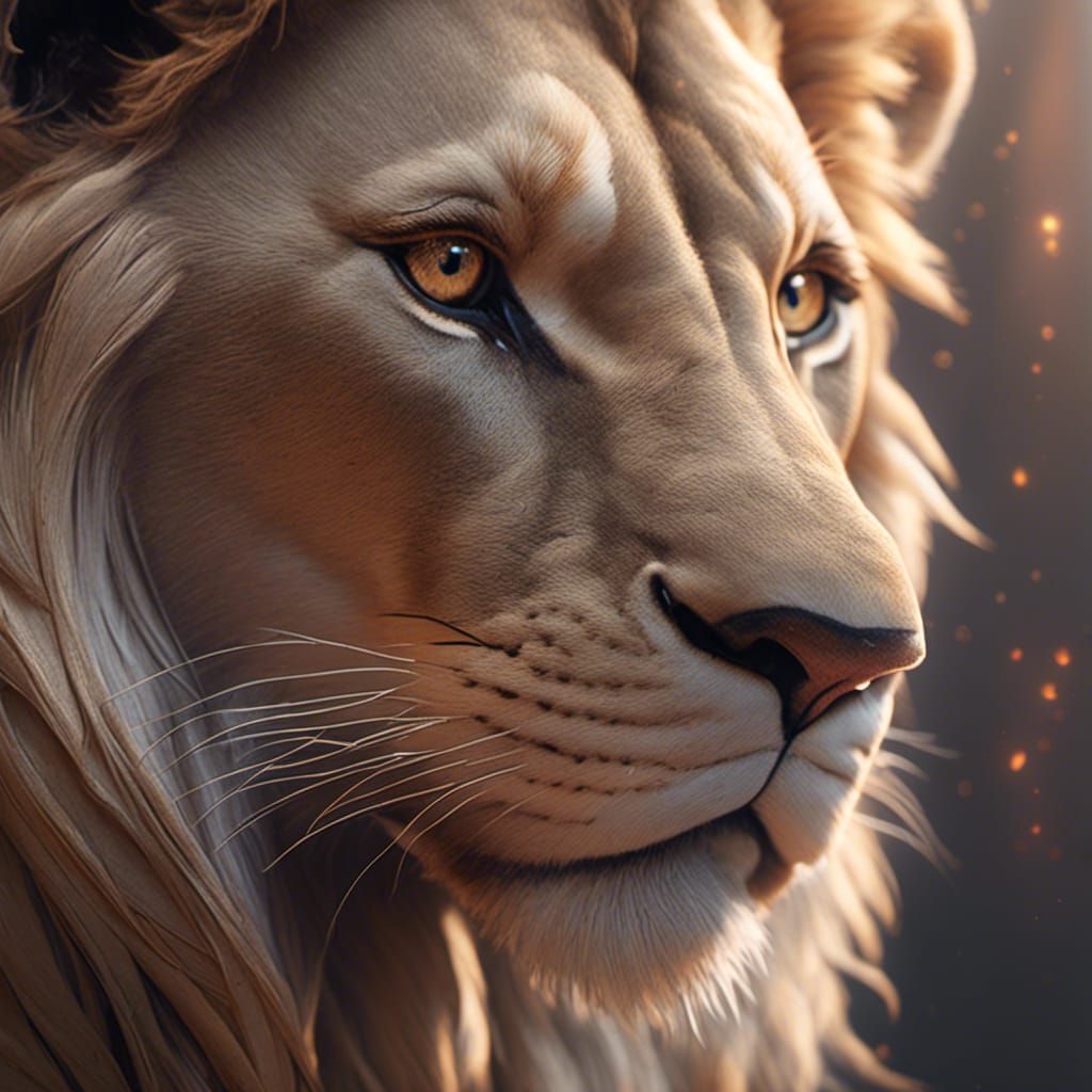 Detailed Line Art Engraving of a Lion Head