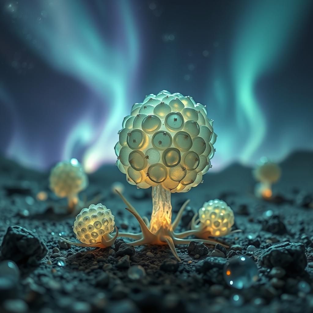 Bioluminescent Seedpods on Alien Planet in HDR