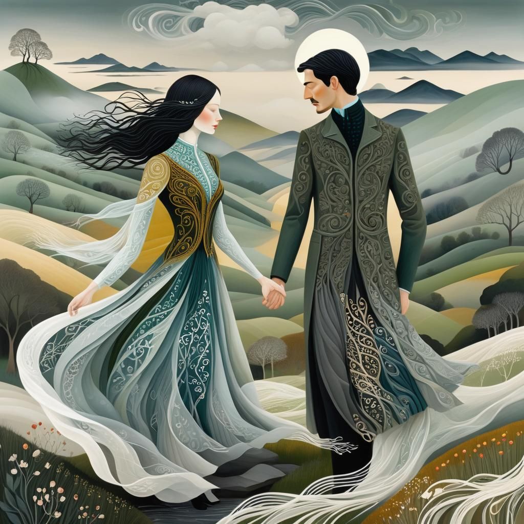 Ethereal Figures in Dreamlike Mindscape Concept Art