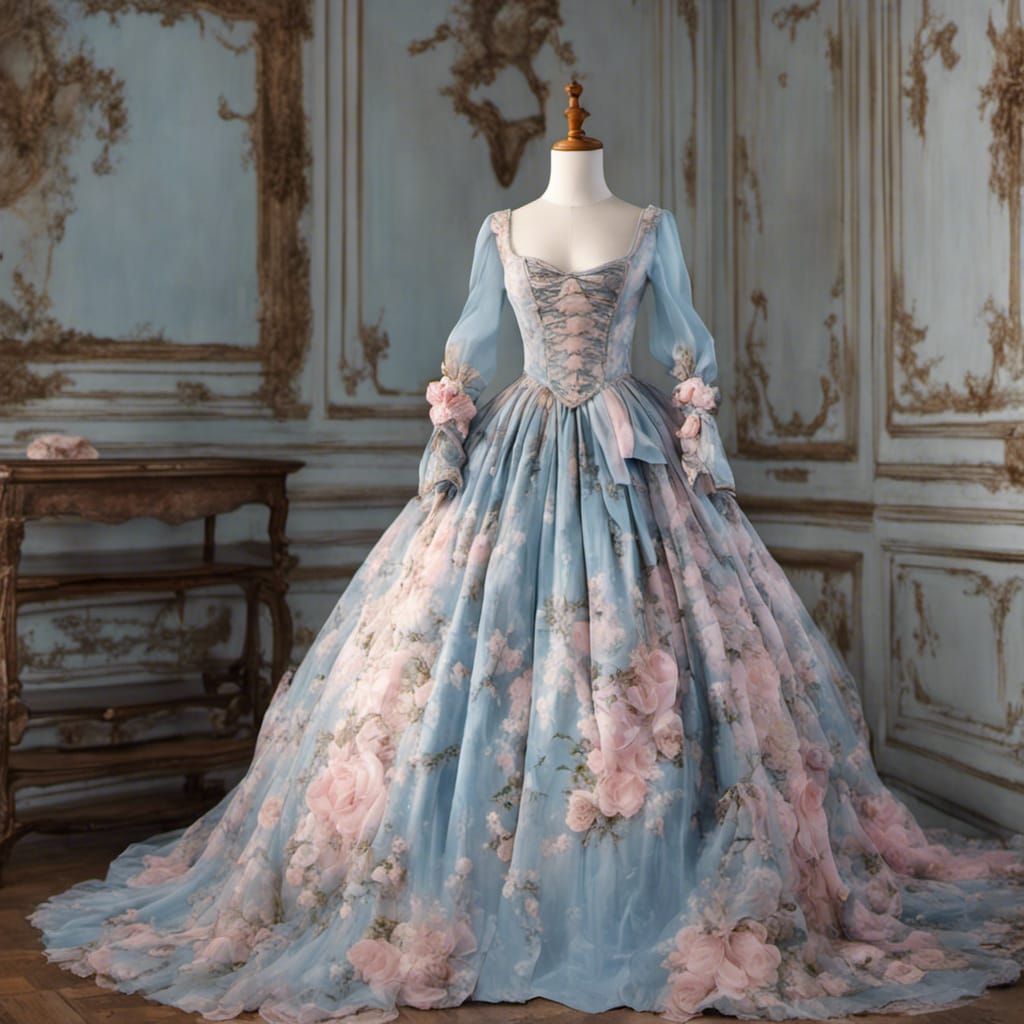 Rococo Princess Dress with Floral Print