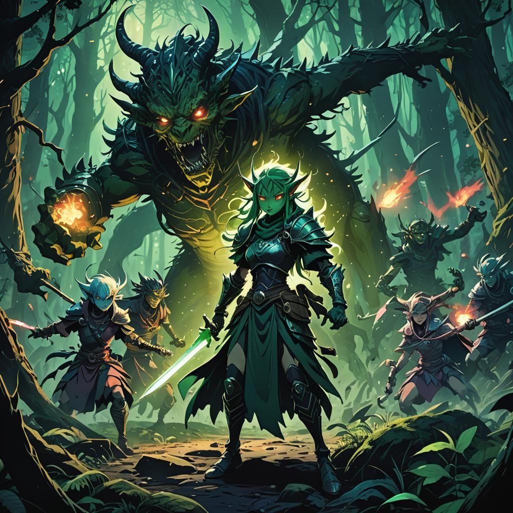 Goblin Tribe Battles Draconic Queen in Manga Style