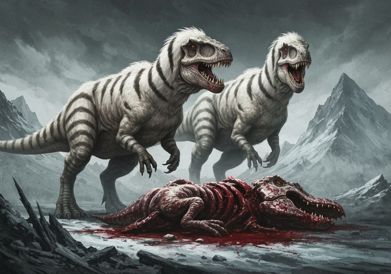 Shaggy Tyrannosaurs in Savage Icy Landscape