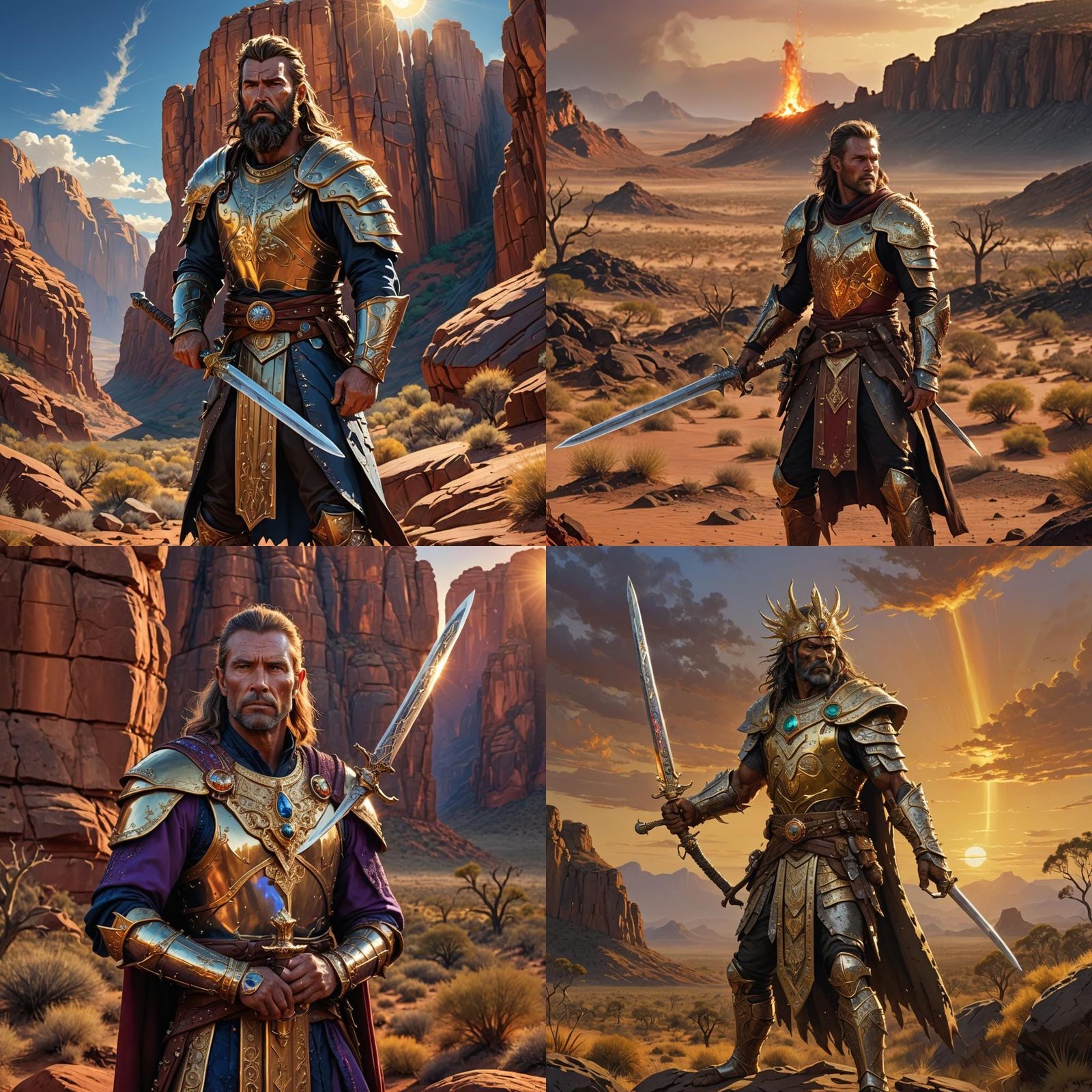 Outback King with Gold Sword: Detailed Matte Painting