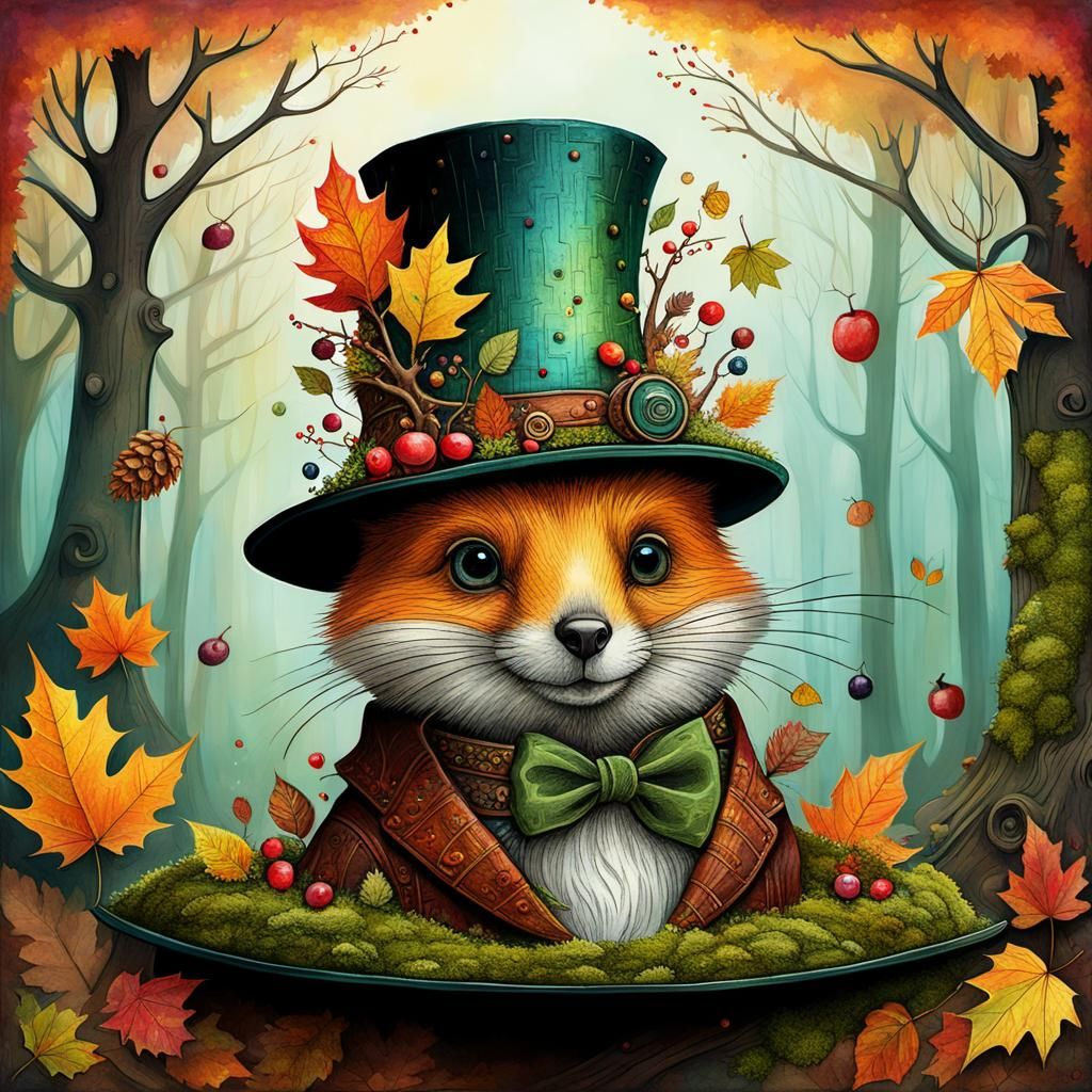 Fantasy Fox with Autumnal Top Hat