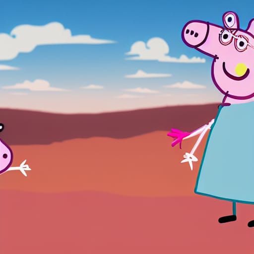 Peppa Pig on Mars in Anime Style