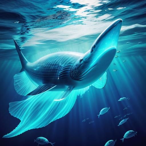 Glowing Glass Whale Underwater Fantasy