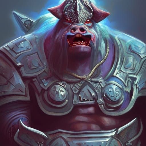 Armored Demon King Portrait in Digital Art Style