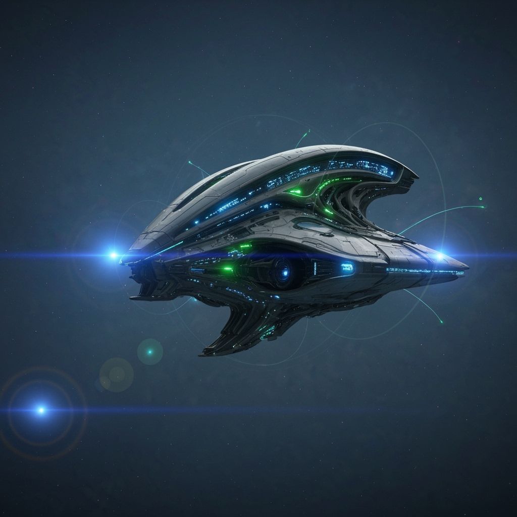 Futuristic Alien Spacecraft in Twilight Sky