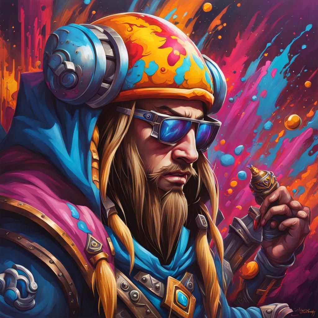 World of Warcraft Player in Graffiti Splash Art