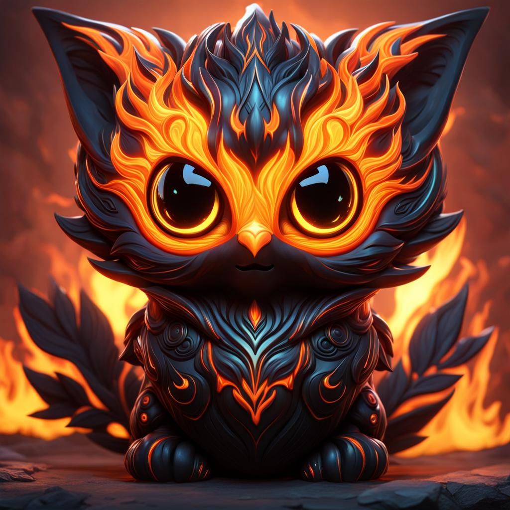 Cute Flame Elemental in Detailed Matte Painting