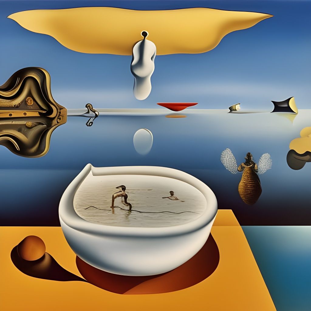 Surreal Milk Bowl Scene Inspired by Dali