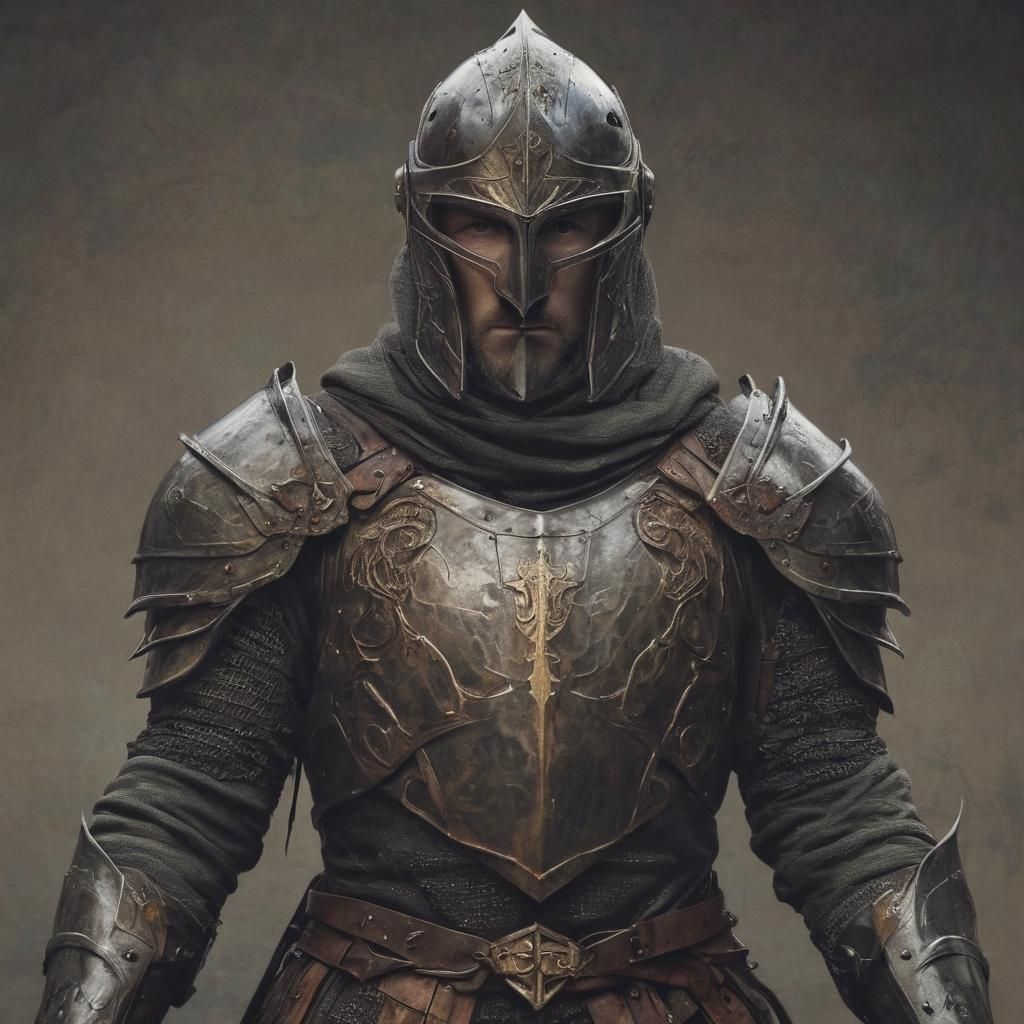 Medieval Sci-Fi Knight Warrior: Hyperrealistic Fantasy Portr...