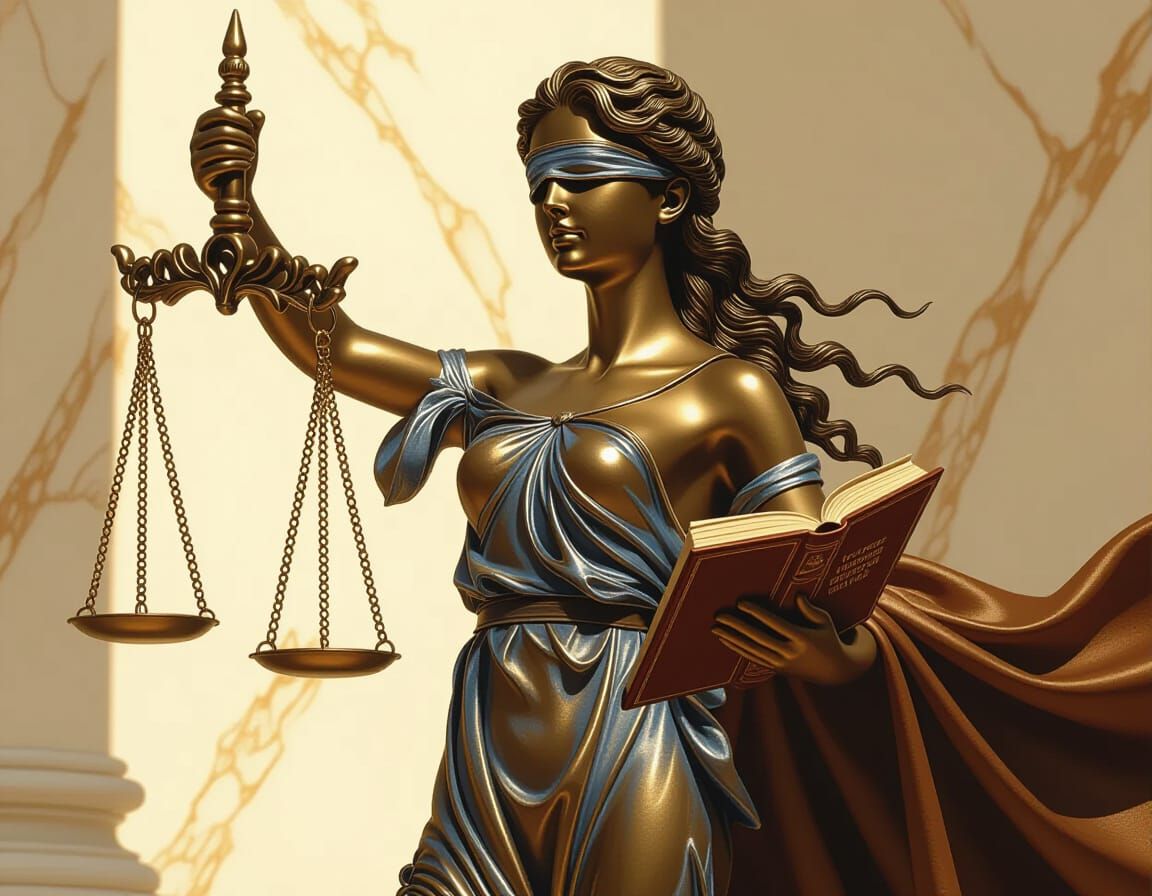 Goddess of Justice with Scales and Book