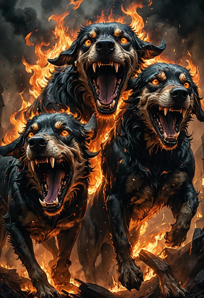 Hellhounds Unleashed: Dark Fantasy Concept Art