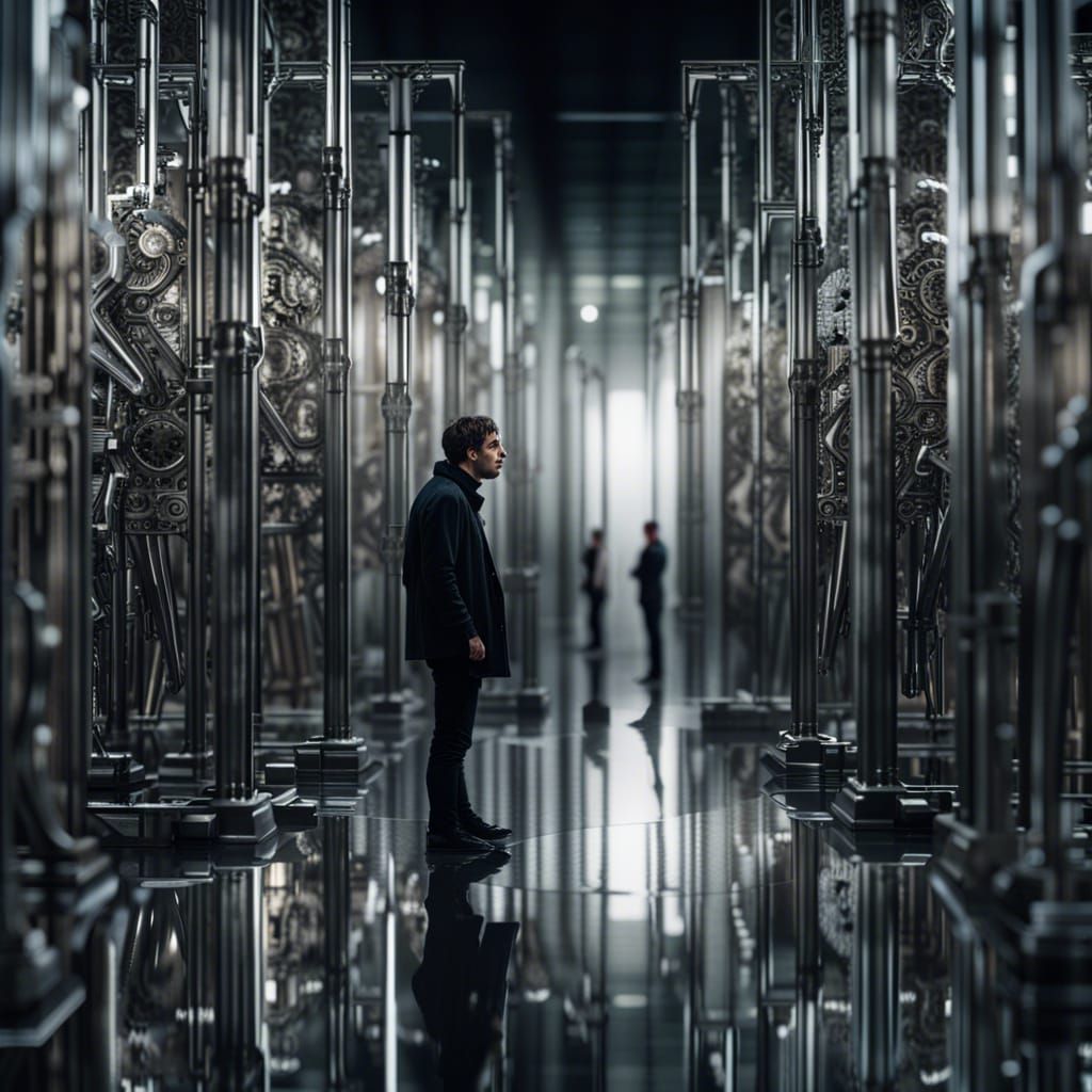Man Lost in Mirror Maze: Gothic Film Photography