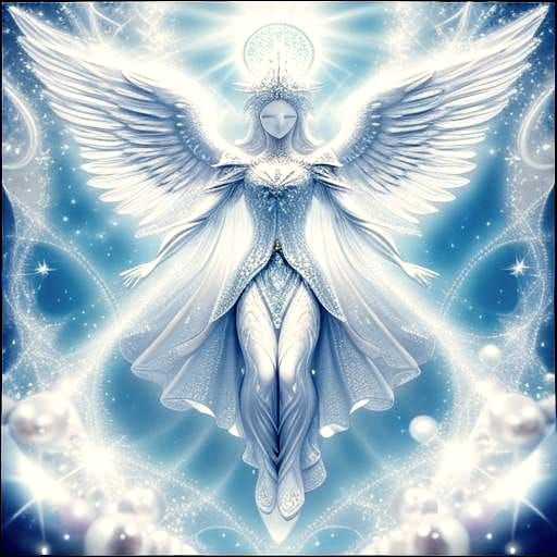 Luminous Angel Composed of Lace and Diamonds