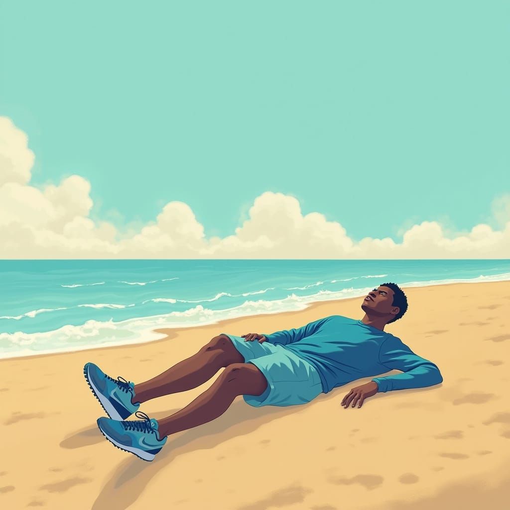 Shoe Relaxing on Beach in Concept Art Style