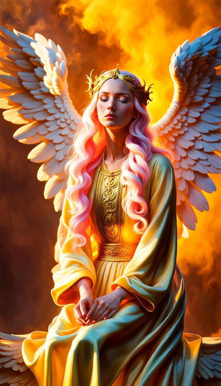 Hyperrealistic Angel in Golden Light