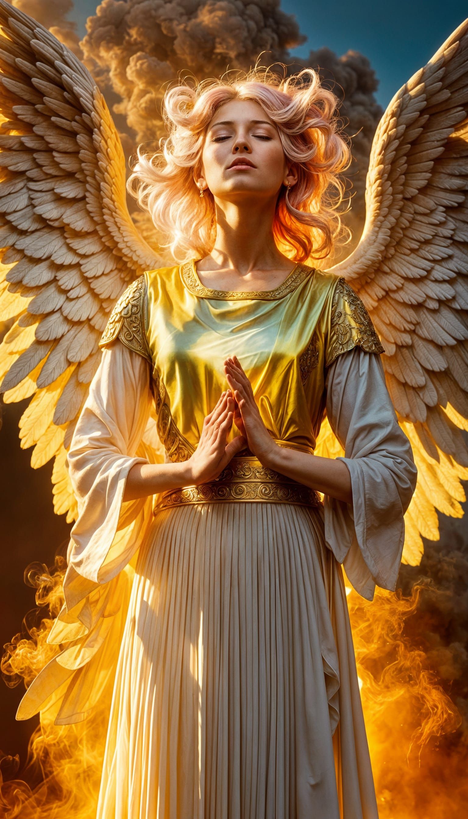 Hyperrealistic Angel in Golden Hour Light