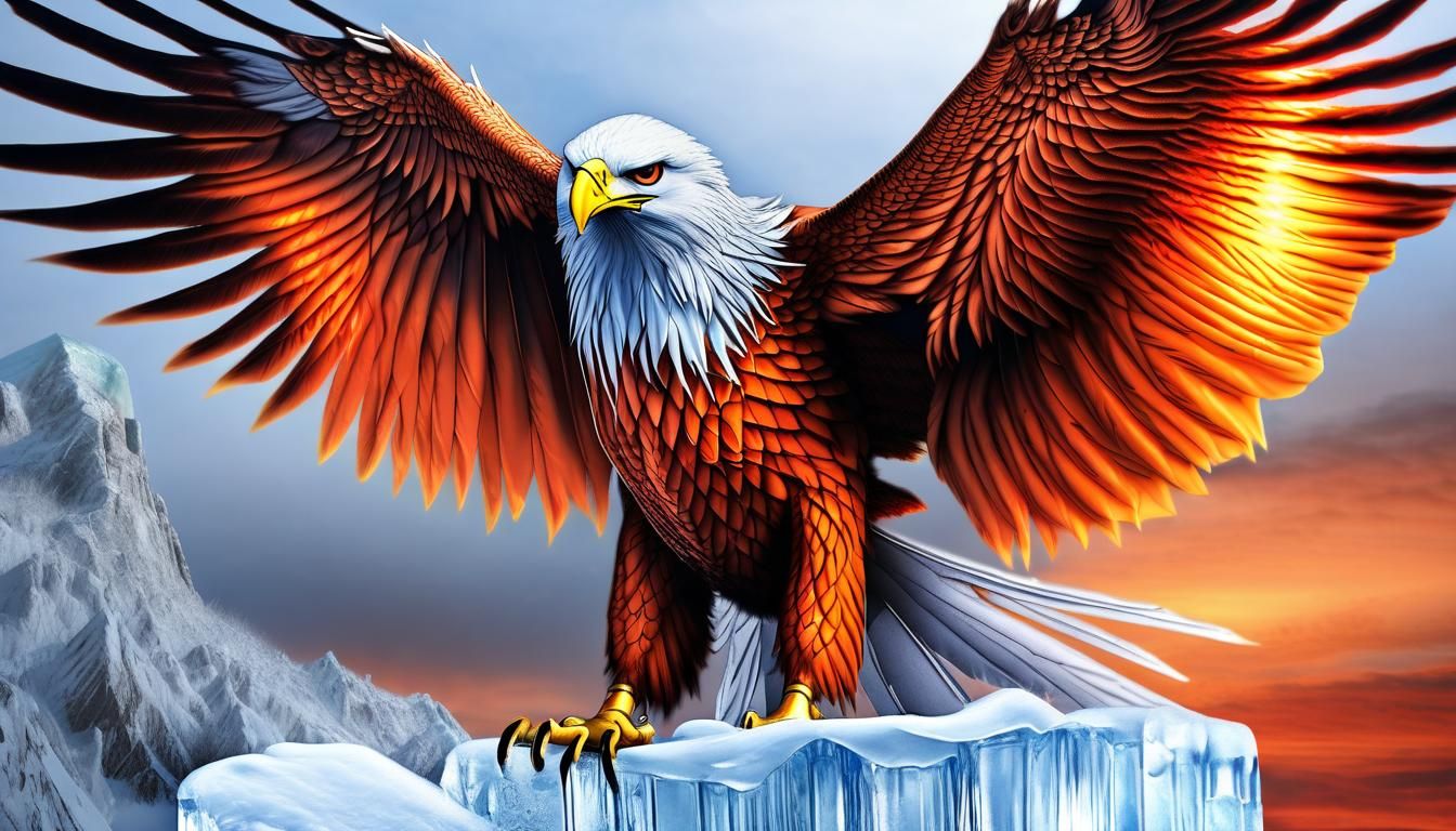 Photorealistic Firebird Phoenix of Ice and Fire