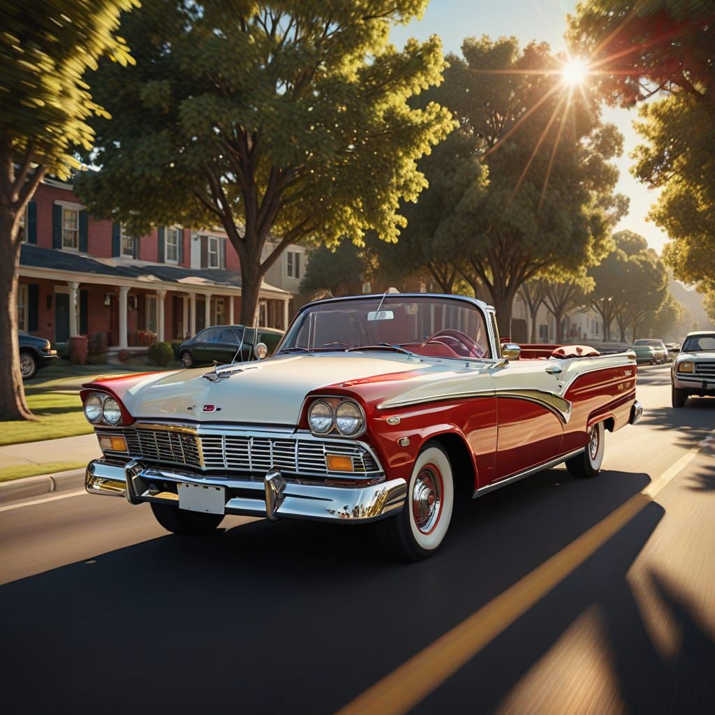 Ford Fairlane 500 Skyliner in Golden Sunlight